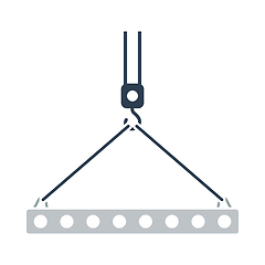 Image showing Icon Of Slab Hanged On Crane Hook By Rope Slings