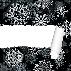 Image showing Snowflakes Pattern With Torn  Stripe