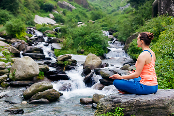 Image showing Woman in Padmasana outdoors