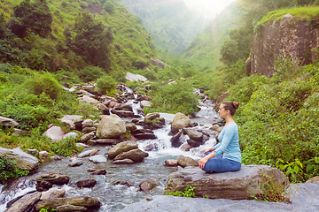 Image showing Woman in Padmasana outdoors