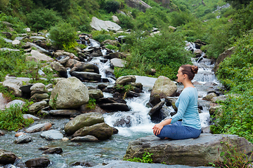 Image showing Woman in Padmasana outdoors