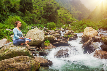 Image showing Woman in Padmasana outdoors