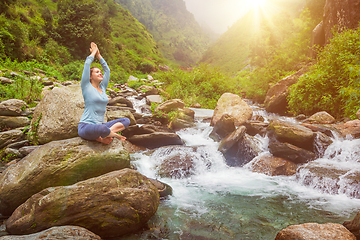 Image showing Woman in Padmasana outdoors