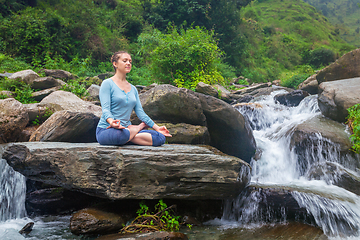 Image showing Woman in Padmasana outdoors