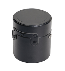 Image showing round black leather box