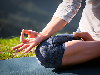 Image showing Close up Padmasana lotus pose