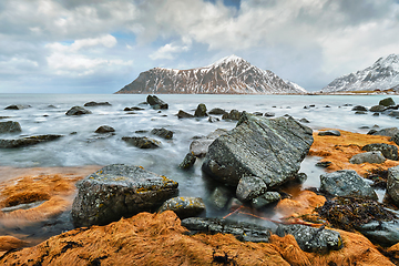 Image showing Rocky coast of fjord in Norway