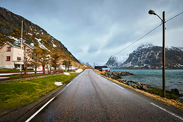 Image showing Road in Norway along the fjord