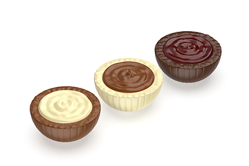 Image showing Assorted chocolate candies on white background