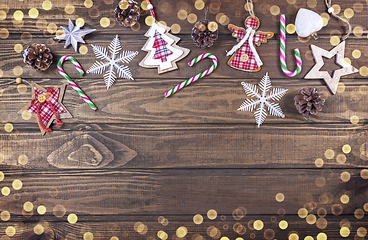 Image showing Beautiful Christmas composition on wood background with Christma