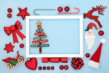 Image showing Retro Christmas Tree and Decorations Background Border