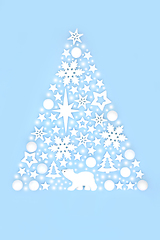 Image showing Magical Christmas Tree Shape with Bauble Decorations