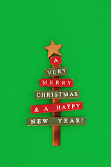 Image showing Wooden Christmas Tree Eco Friendly Rustic Decoration