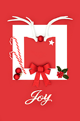 Image showing Christmas Background Joy Sign with Traditional Symbols