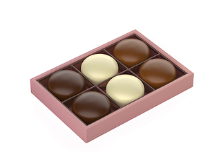 Image showing Box with chocolate coated marshmallows