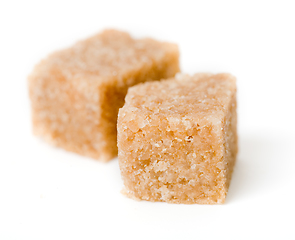 Image showing Brown sugar cubes. on white background