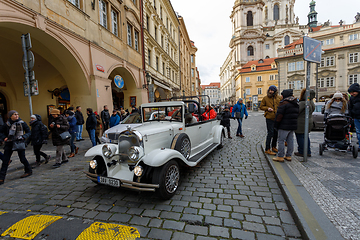 Image showing Famous historic car Praga in Prague street