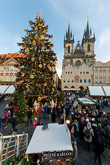 Image showing Christmas market at Old Town Square in Prague