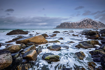 Image showing Rocky coast of fjord in Norway