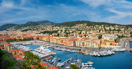 Image showing Panorama of Old Port of Nice with yachts, France