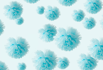 Image showing blue tissue pompom decorations