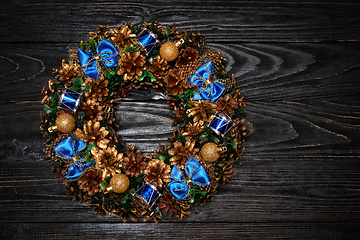 Image showing Christmas wreath top view