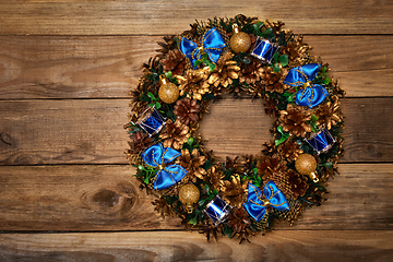 Image showing Christmas wreath top view