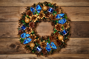 Image showing Christmas wreath top view
