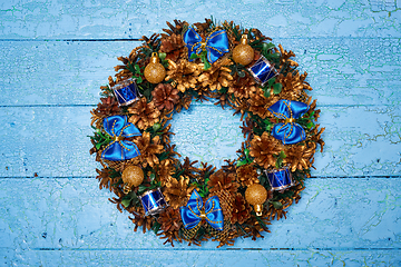 Image showing Christmas wreath top view