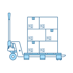 Image showing Hand Hydraulic Pallet Truc With Boxes Icon