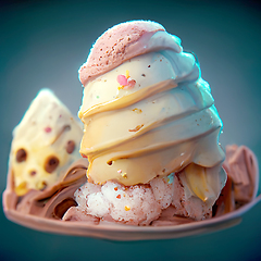 Image showing Colorful ice cream. Abstract creative summer concept. Ice cream 