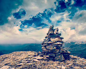 Image showing Stone cairn in Himalayas