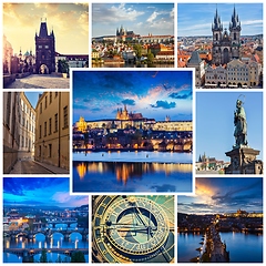 Image showing Mosaic collage storyboard of Prague images