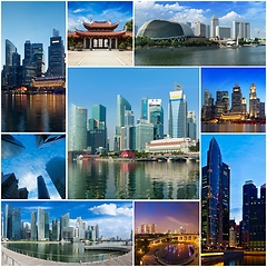 Image showing Mosaic collage storyboard of Singapore images