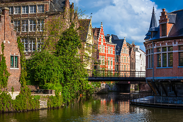 Image showing Ghent canal. Ghent, Belgium