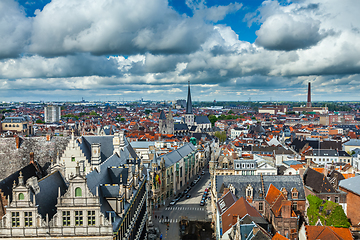 Image showing Aerial view of Ghent from Belfry. Ghent, Belgium