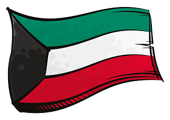 Image showing Painted Kuwait flag waving in wind