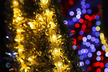 Image showing Bright Christmas decoration, abstract background out of focus