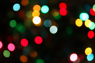 Image showing Colorful festive blurry lights of Christmas decorations