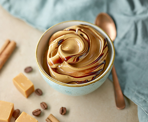 Image showing whipped caramel and coffee mousse dessert