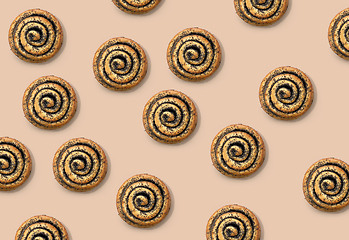 Image showing freshly baked poppy seed bun pattern