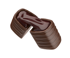 Image showing Dark chocolate candy with cherry filling