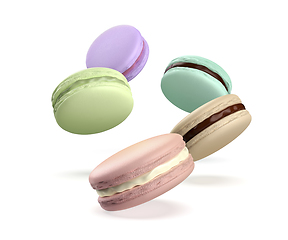 Image showing Five different french macarons