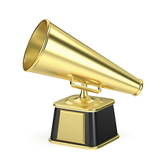 Image showing Gold trophy retro megaphone