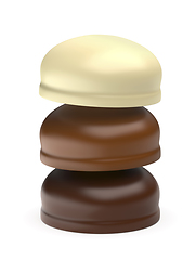 Image showing Three chocolate coated marshmallows