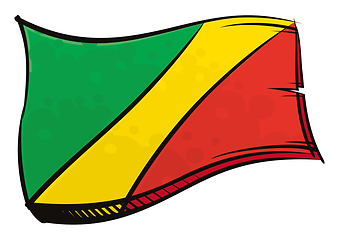 Image showing Painted Congo flag waving in wind