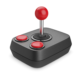 Image showing Black retro joystick with two buttons