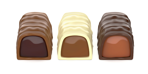 Image showing Three different chocolate bonbons