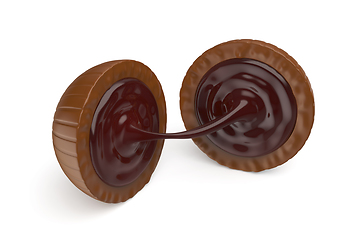 Image showing Chocolate bonbon with cherry filling
