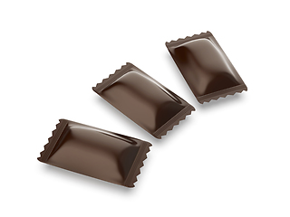 Image showing Three brown sachets for hard candies